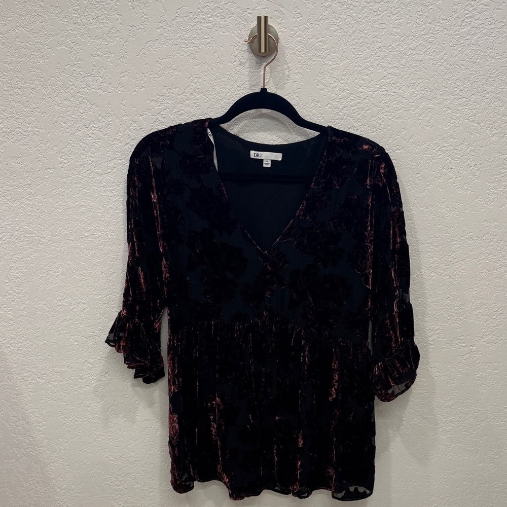 DR2 Black and Pink Floral Blouse